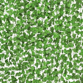 CQURE 48 Pcs 336Ft Artificial Ivy Fake Vines,Ivy Garland Greenery Garland Fake Hanging Plants Vines Green Leaves for Bedroom Wedding Garden Wall Room Decor in Saudi Arabia