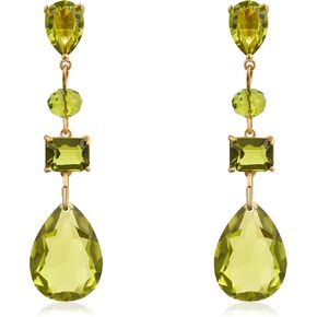 August Birthstone Drop Earrings for Women, Multi-Gemstone Peridot Dangle Earrings, Unique Green Gold Tone Jewelry Gift in Saudi Arabia