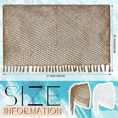 Zonon 2 Pcs Crochet Sarong Coverups for Women Short Beach Fishnet Skirt See Thru Fashion Beach Crochet Tie Side Bathing Suit in Kuwait