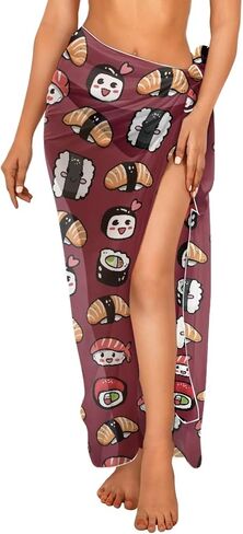 Pickles Lemon Print Women's Sarong Wraps Coverups Beach Bikini Wrap Dress Skirt Sheer Chiffon Scarf in Saudi Arabia