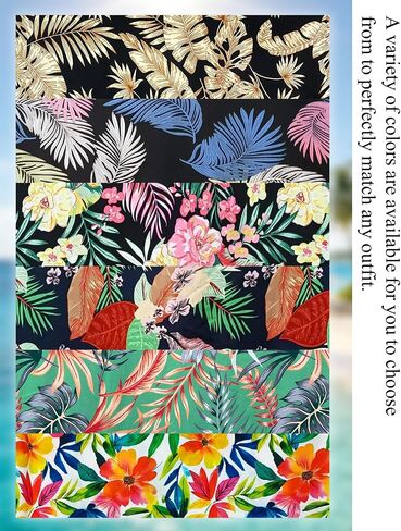 طقم ملابس سباحة للسيدات من SWOMOG Hawaiian Tropical Print مكون من قطعتين - بلوزة فضفاضة بأكمام قصيرة وسروال قصير للشاطئ الصيفي S-XXL in Kuwait