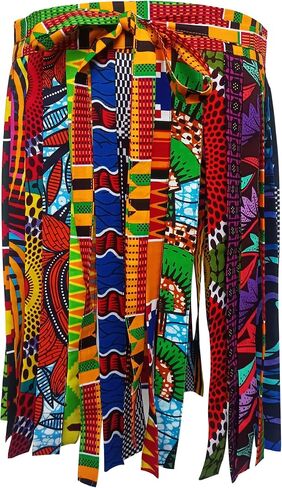 Women's African Car Wash Hem Mini Skirt Kente Ankara Print African Waist Belt Accessories Handmade for Party in Saudi Arabia