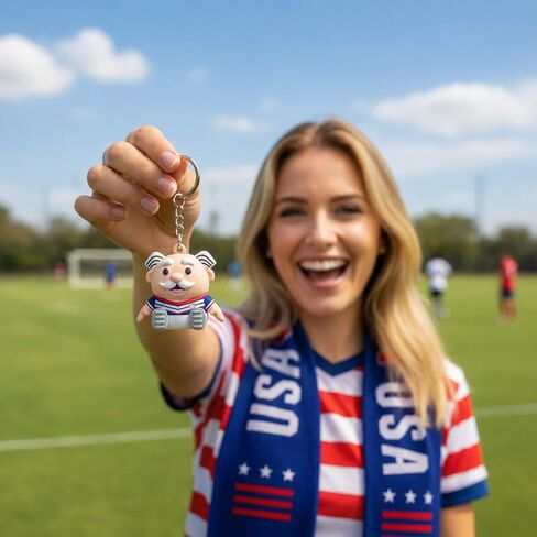 Dr. Simi Soccer Player Pill Organizer Keychain – Red, White & Blue Soccer Fan Collectible | Compact Travel Organizer in Saudi Arabia