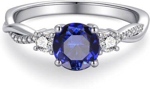 Sapphire Infinity Wedding Rings Set Sterling Silver Vintage Three Stones Bridal Sets for Women,18K White Gold Platinum Plated Created Sapphire Twisted Engagement Ring Set Gift for Anniversary Wedding in Saudi Arabia