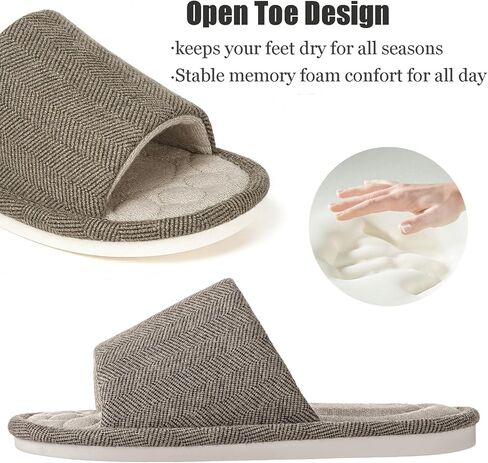 Dokela Womens Open Toe House Slippers Breathable Slip-on Indoor Slippers with Memory Foam Soft Machine Washable Bedroom Home Shoes in Saudi Arabia