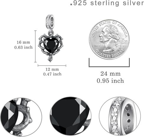 Black Heart Gothic Charms 925 Sterling Silver Goth Charms for Bracelets Gothic Jewelry Gifts for Women in Kuwait
