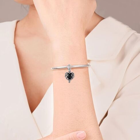 Black Heart Gothic Charms 925 Sterling Silver Goth Charms for Bracelets Gothic Jewelry Gifts for Women in Kuwait