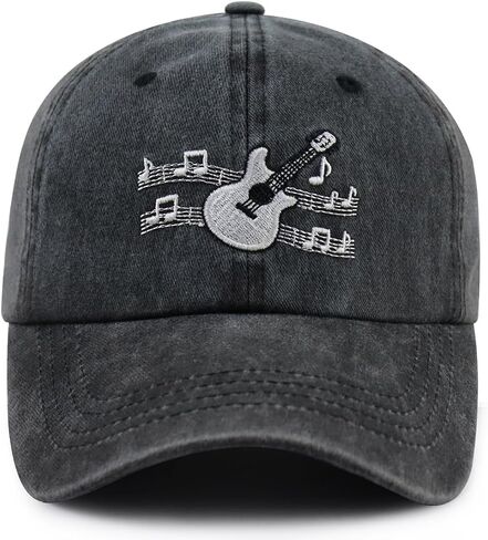 Guitar Hat for Men Women, Funny Adjustable Cottom Embroidered Guitar Music Lover Baseball Cap in Saudi Arabia