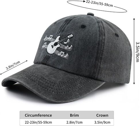 Guitar Hat for Men Women, Funny Adjustable Cottom Embroidered Guitar Music Lover Baseball Cap in Saudi Arabia