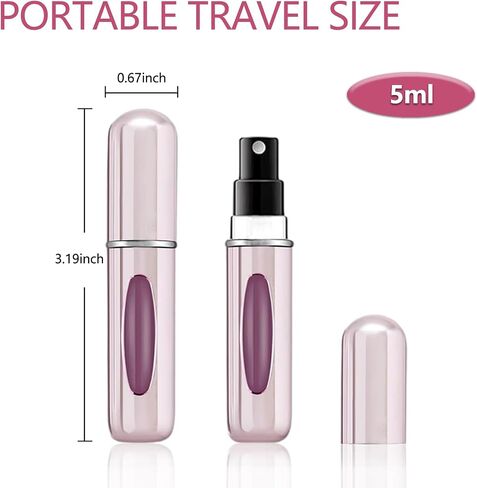 opasyo 4 Pcs Mini Perfume Atomizer Refillable Bottle, 5ml Portable Bottom Fill Scent Dispenser, Leak-Proof Cologne Travel Spray Pump for Purse & Luggage (Silver/Pink/Blue/Black) in Saudi Arabia