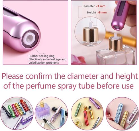 opasyo 4 Pcs Mini Perfume Atomizer Refillable Bottle, 5ml Portable Bottom Fill Scent Dispenser, Leak-Proof Cologne Travel Spray Pump for Purse & Luggage (Silver/Pink/Blue/Black) in Saudi Arabia