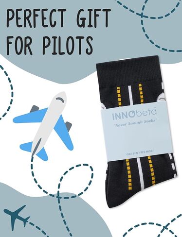 InnoBeta Pilot Gifts for Men, Cool Aviation Gifts for Aviators, Pilots, Aviation Lovers, Perfect for Father's Day Birthday & Christmas, One Size Crew Socks in Kuwait