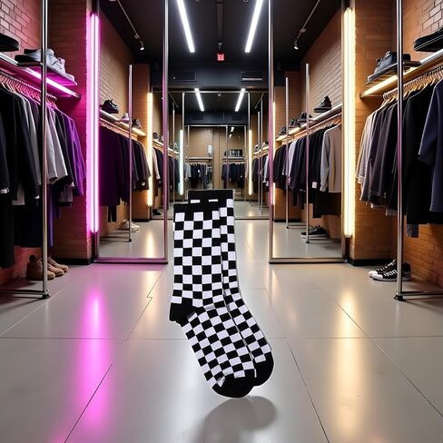 1 زوج موضة Harajuku اتجاهات الشطرنج الجوارب هندسية متقلب الجوارب الهيب هوب القطن للجنسين طباعة سكيت Soks in Kuwait