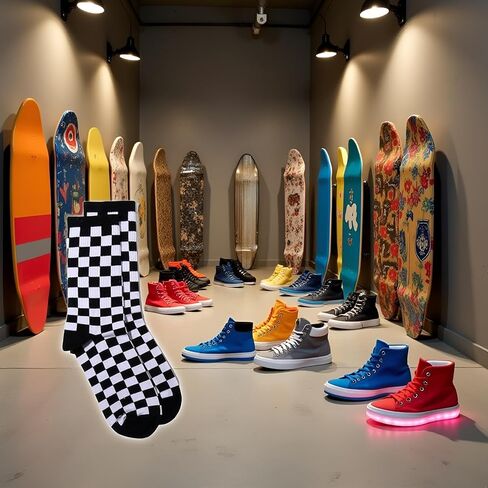 1 زوج موضة Harajuku اتجاهات الشطرنج الجوارب هندسية متقلب الجوارب الهيب هوب القطن للجنسين طباعة سكيت Soks in Kuwait