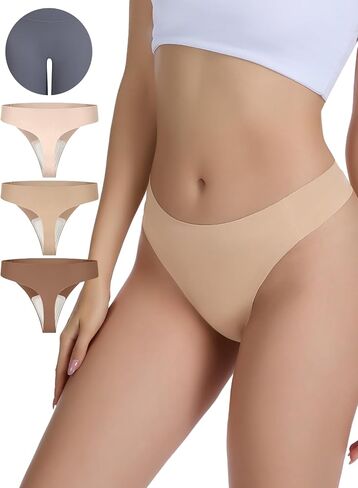 Camel Toe Thongs for Women 6 Pack Seamless No Show Concealer Thongs Invisible Cameltoe Proof Workout Underwear in Saudi Arabia