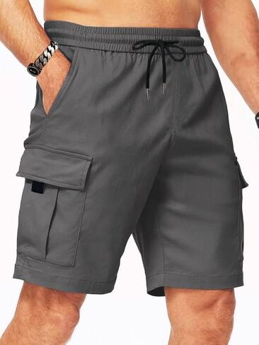Men's Cargo Shorts, Summer Casual Trousers, Short Chino Shorts with 6 Pockets in Kuwait