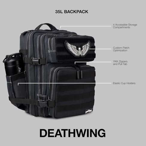 WOLFpak 35L Athletic Gym Backpack (Deathwing) Durable 1000D Waterproof Oxford Material with MOLLE Webbing, Laptop Pocket & Dual Cup Holders, Durable Fitness/Travel/Military Daypack in Saudi Arabia