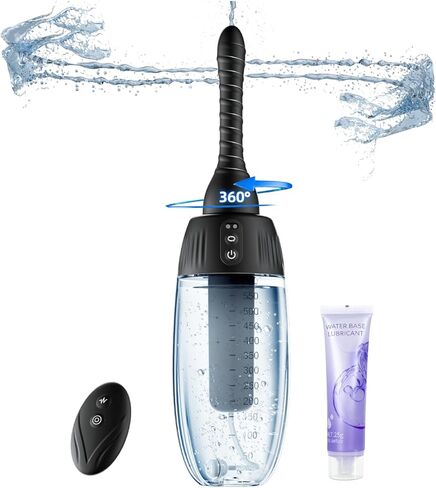 Automatic Anal Douche Rotating Enema - 20oz/600ml Douches for Men and Women, 360° Deep Cleansing Enemas for Colon Cleanse Men, 3 Adjustable Water Speeds & 3 Rotating Speeds, Remote Control Enema Kit in Saudi Arabia