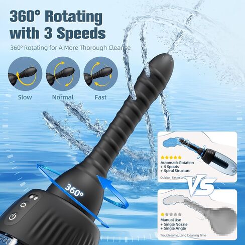 Automatic Anal Douche Rotating Enema - 20oz/600ml Douches for Men and Women, 360° Deep Cleansing Enemas for Colon Cleanse Men, 3 Adjustable Water Speeds & 3 Rotating Speeds, Remote Control Enema Kit in Saudi Arabia