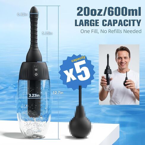 Automatic Anal Douche Rotating Enema - 20oz/600ml Douches for Men and Women, 360° Deep Cleansing Enemas for Colon Cleanse Men, 3 Adjustable Water Speeds & 3 Rotating Speeds, Remote Control Enema Kit in Saudi Arabia
