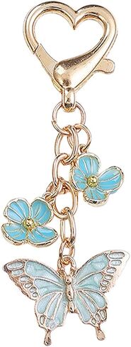 Angyape فراشة المفاتيح للنساء حقيبة سحر محفظة سحر لحقائب اليد لطيف القلب زهرة قلادة سيارة Keyrings اكسسوارات in Kuwait