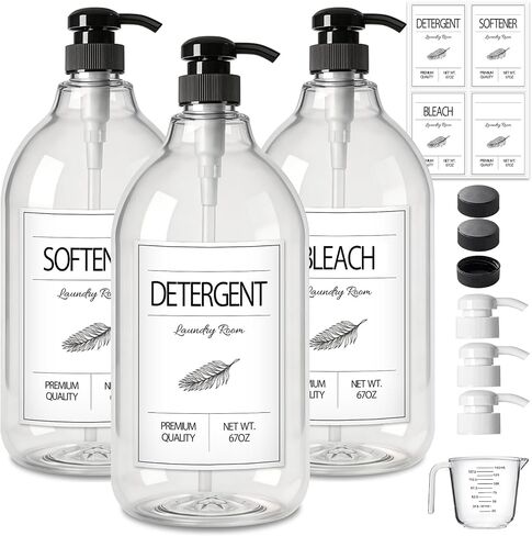 GMISUN Laundry Detergent Dispenser, 1 Pack Liquid Laundry Soap Dispenser, 64oz Storage Container for Farmhouse Laundry Room Decor, Liquid Bottle Organizer for Detergent/Softener/Bleach in Kuwait