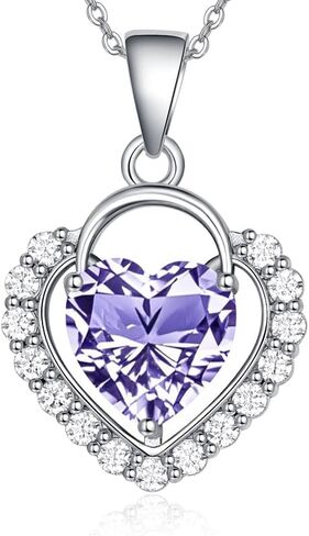 HeartMelody Heart Necklaces for Women 18K White Gold Plated Birthstone CZ Love Heart Pendant Necklace Adjustable Chain Jewelry Necklaces Birthday Gifts Present for Wife Her in Saudi Arabia