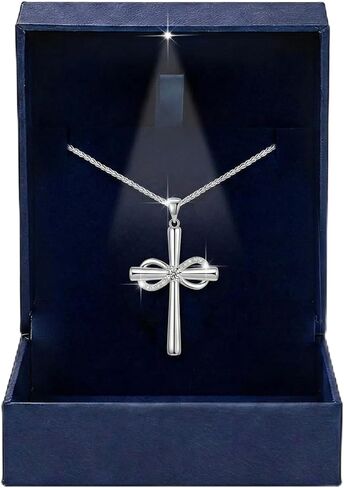 catonmoon Moissanite Cross Necklace for Women in Light-Up Gift Box Infinity Cross Jewelry for Women Gift Ideas for Wife Anniversary Birthday Gifts for Wife (S925 Sterling Silver/18K Real Gold Filled) in Saudi Arabia