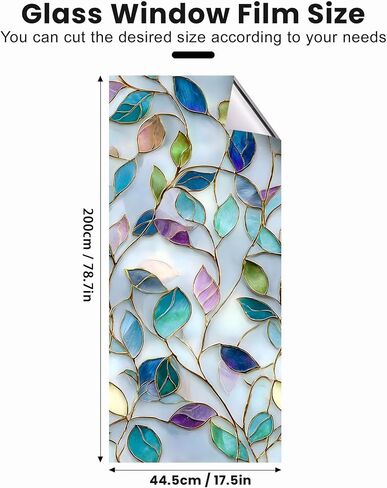 Rainbow One Way Window Privacy Film, UV Heat Blocking Stained Glass Window Tint Static Cling Non-Adhesive for Home Office 17.5" x 78.7" in Saudi Arabia