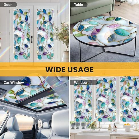 Rainbow One Way Window Privacy Film, UV Heat Blocking Stained Glass Window Tint Static Cling Non-Adhesive for Home Office 17.5" x 78.7" in Saudi Arabia