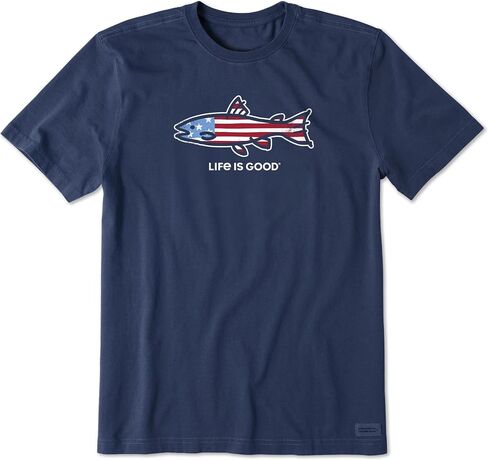 Life is Good Men's Crusher Tee Shirt, Short Sleeve Cotton Graphic T-Shirts, Flag Fish in Kuwait