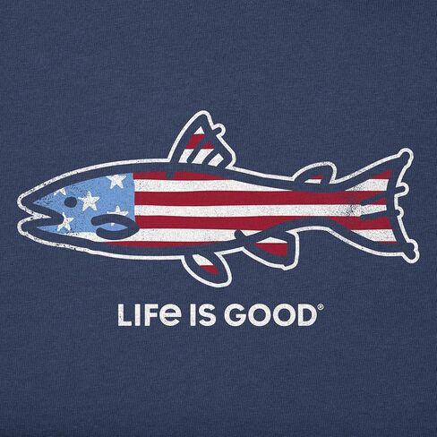 Life is Good Men's Crusher Tee Shirt, Short Sleeve Cotton Graphic T-Shirts, Flag Fish in Kuwait