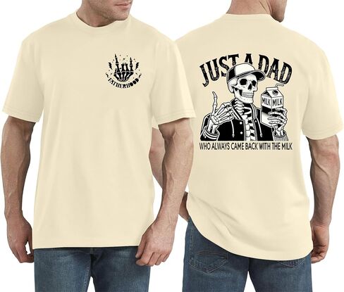 ELDPS Dad Shirt Men: Just A Dad Who Always Came Back with The Milk T-Shirt Daddy Tshirt Funny Father's Day Tee in Saudi Arabia