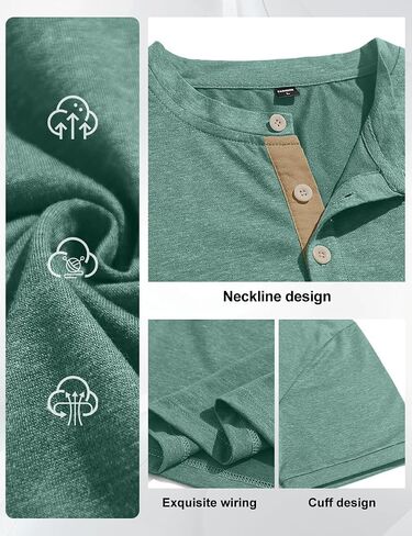 Men's Henley Shirts Short Sleeve Button T-Shirts Casual Summer Classic Pocket Tee Top in Kuwait