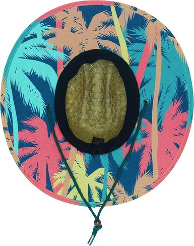 Woman's Sun Hat Straw Hat with Fabric Print Under Brim Great for Beach Ocean, Cruise, and Outdoor, Malabar Hat Co. (Tropical Palm Trees) in Saudi Arabia