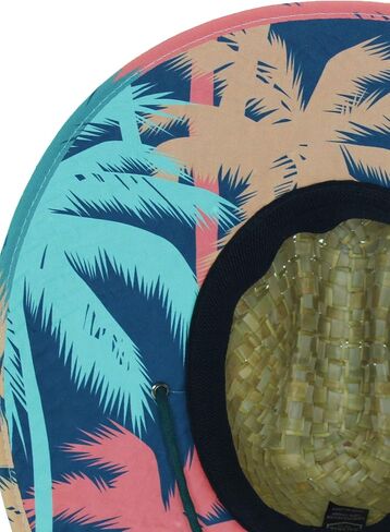 Woman's Sun Hat Straw Hat with Fabric Print Under Brim Great for Beach Ocean, Cruise, and Outdoor, Malabar Hat Co. (Tropical Palm Trees) in Saudi Arabia