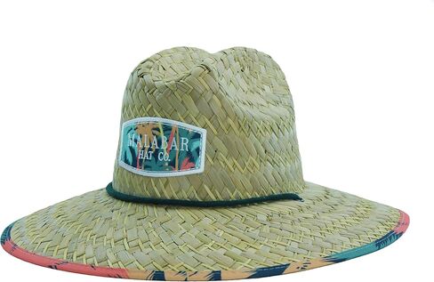 Woman's Sun Hat Straw Hat with Fabric Print Under Brim Great for Beach Ocean, Cruise, and Outdoor, Malabar Hat Co. (Tropical Palm Trees) in Saudi Arabia