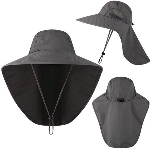 Sun Caps 1Pcs Outdoor Sun Cap Fishing Hat Wide Brim Summer Hat Women Men(Style 1 Black) in Kuwait