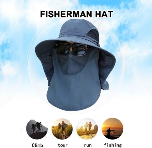 Sun Caps 1Pcs Outdoor Sun Cap Fishing Hat Wide Brim Summer Hat Women Men(Style 1 Black) in Kuwait