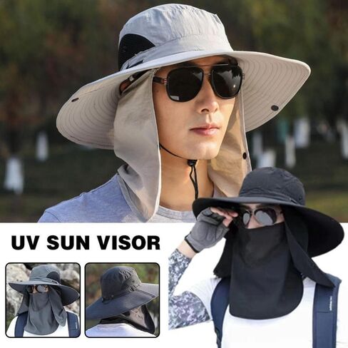 Sun Caps 1Pcs Outdoor Sun Cap Fishing Hat Wide Brim Summer Hat Women Men(Style 1 Black) in Kuwait