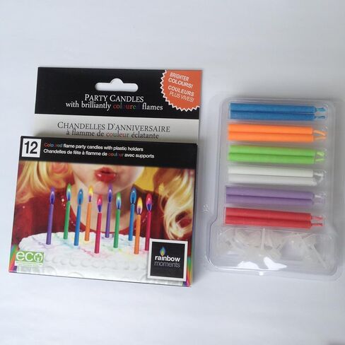 Color Flame Birthday Candles – Vibrant Assortment of 5 Colors, Non-Toxic & Eco-Friendly with Plastic Holders – 12 Count, 8-Minute Burn Time, Perfect for Celebrations & Parties in Saudi Arabia