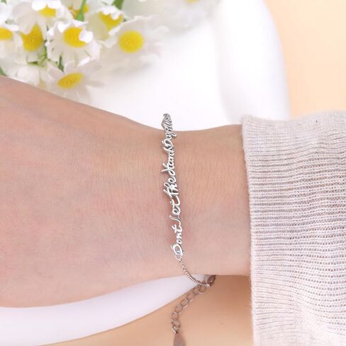 Don't Let the Hard Days Win Bracelet - 925 Sterling Silver Inspirational Bracelets Adjustable Inspirational Gift for Women Dainty Motivational Bracelet for Birthday in Saudi Arabia