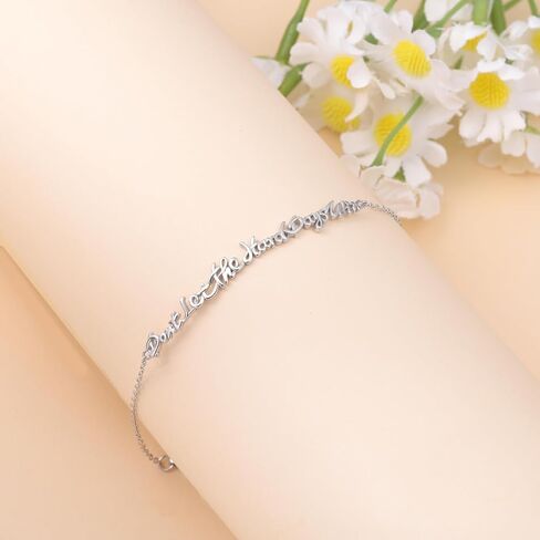 Don't Let the Hard Days Win Bracelet - 925 Sterling Silver Inspirational Bracelets Adjustable Inspirational Gift for Women Dainty Motivational Bracelet for Birthday in Saudi Arabia