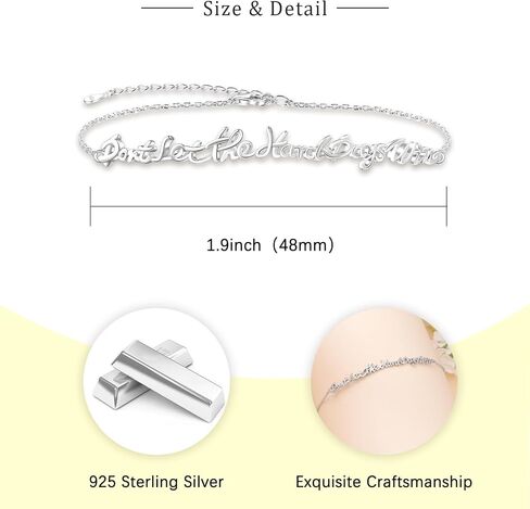 Don't Let the Hard Days Win Bracelet - 925 Sterling Silver Inspirational Bracelets Adjustable Inspirational Gift for Women Dainty Motivational Bracelet for Birthday in Saudi Arabia