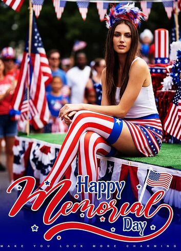 Independence Day Over Knee Stocking Headband Red Blue White Thigh High Stockings Patriotic Costume for Women in Saudi Arabia