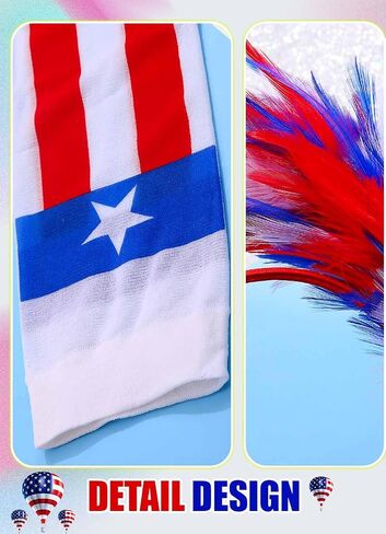 Independence Day Over Knee Stocking Headband Red Blue White Thigh High Stockings Patriotic Costume for Women in Saudi Arabia