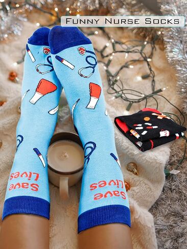 9 Pairs Doctor Day Nurses Week Appreciation Gift Nurse Novelty Cotton Socks Bulk for Men Women Dental Medical Assistant Worker in Saudi Arabia