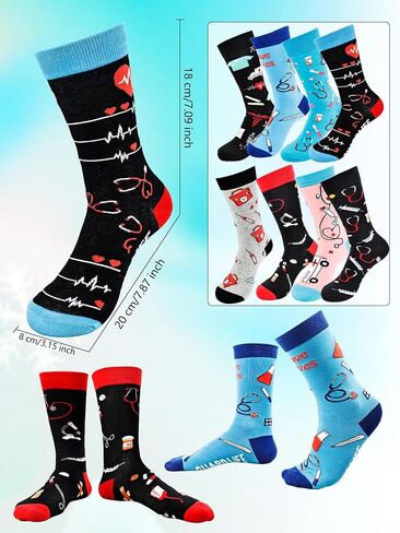 9 Pairs Doctor Day Nurses Week Appreciation Gift Nurse Novelty Cotton Socks Bulk for Men Women Dental Medical Assistant Worker in Saudi Arabia