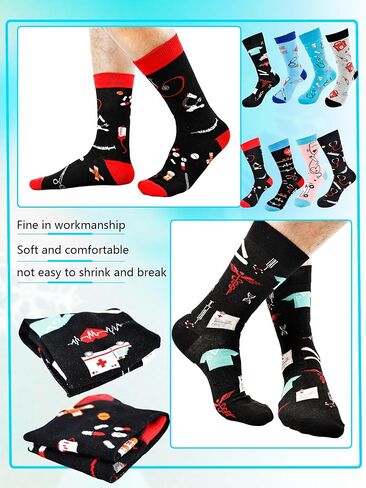 9 Pairs Doctor Day Nurses Week Appreciation Gift Nurse Novelty Cotton Socks Bulk for Men Women Dental Medical Assistant Worker in Saudi Arabia