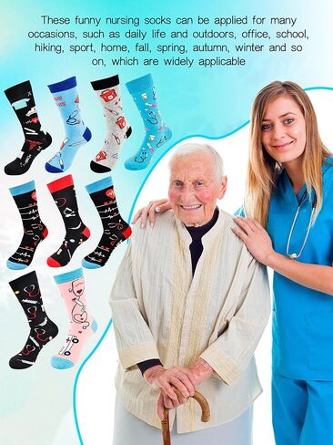9 Pairs Doctor Day Nurses Week Appreciation Gift Nurse Novelty Cotton Socks Bulk for Men Women Dental Medical Assistant Worker in Saudi Arabia